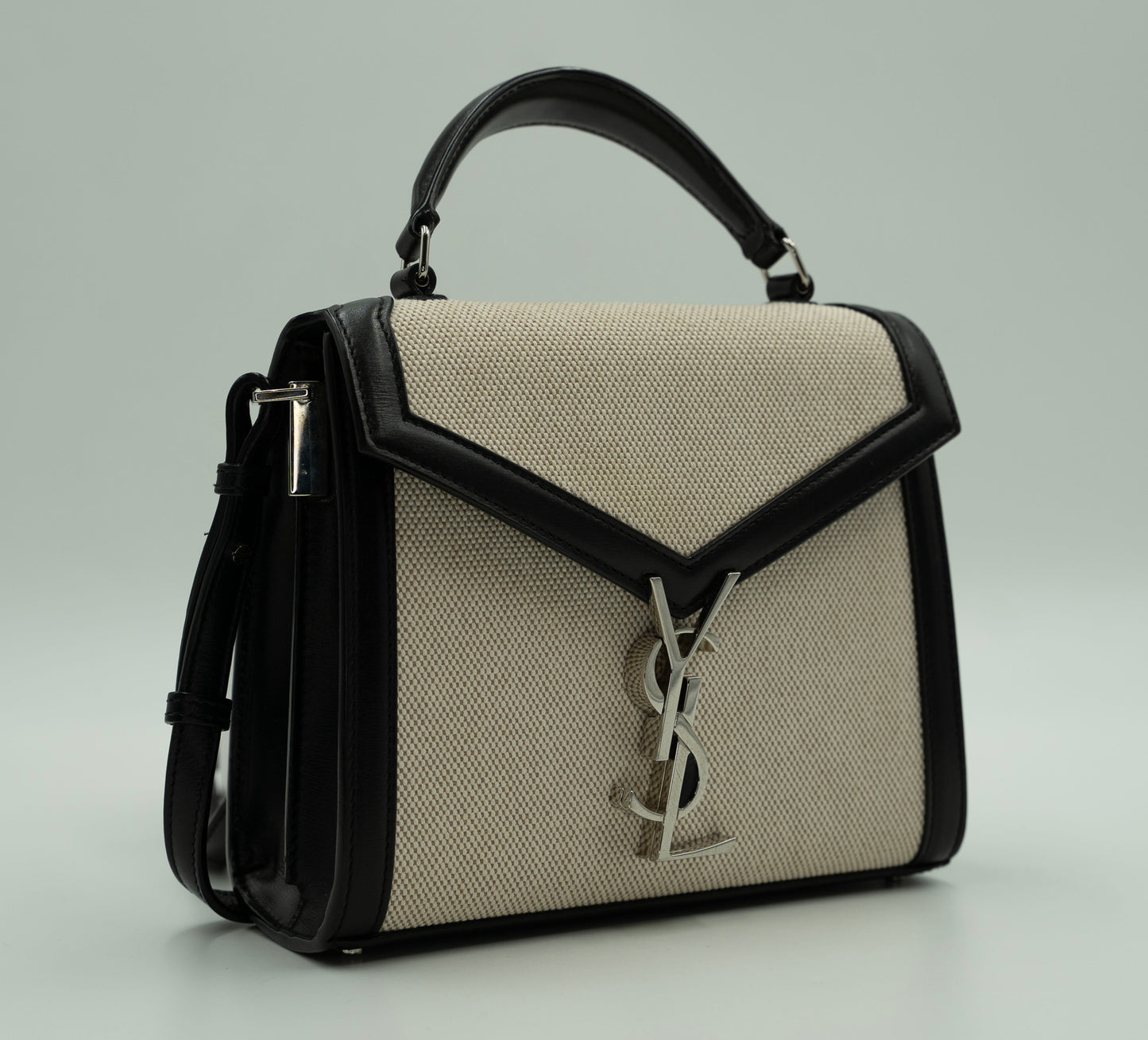 YSL Cassandra Small Shoulder/Satchel Bag: Refined Neutrals in Elegant Design"