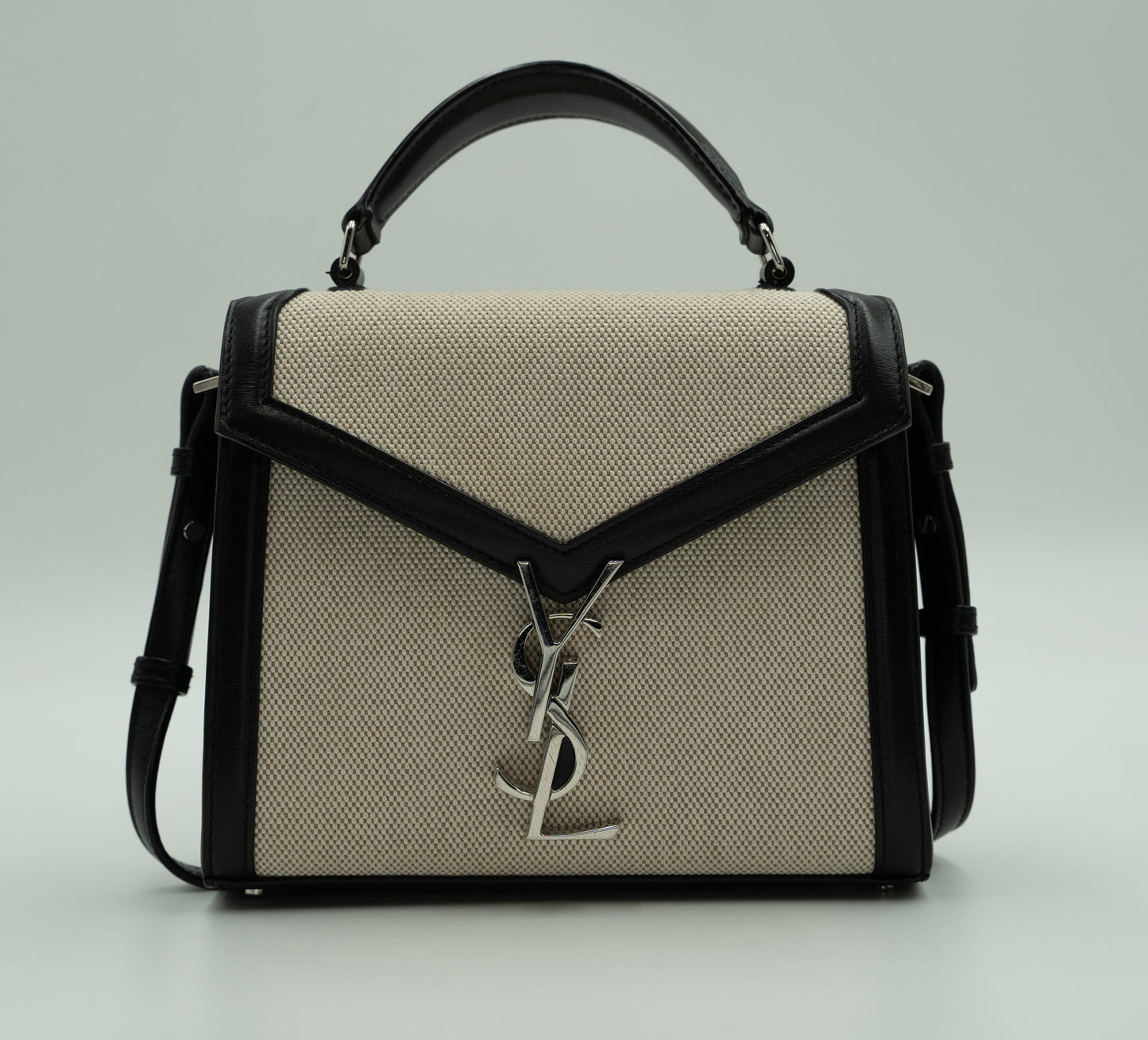 YSL Cassandra Small Shoulder/Satchel Bag: Refined Neutrals in Elegant Design"