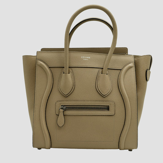 CELINE Shopper Hand Tote - Beige Leather Large Phantom Luggage & Micro Luggage Set