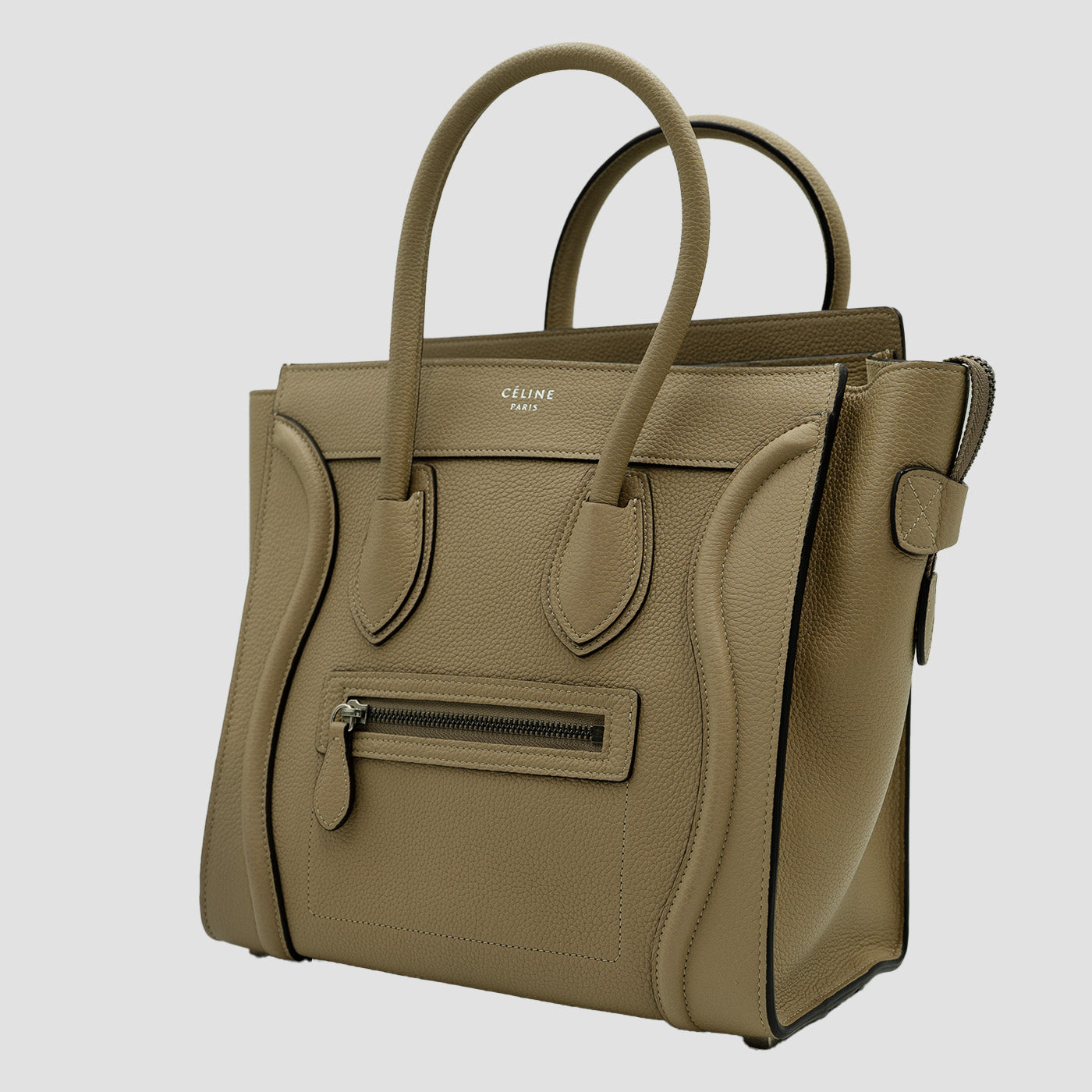 CELINE Shopper Hand Tote - Beige Leather Large Phantom Luggage & Micro Luggage Set