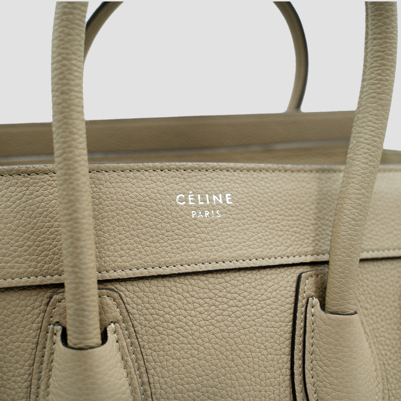 CELINE Shopper Hand Tote - Beige Leather Large Phantom Luggage & Micro Luggage Set
