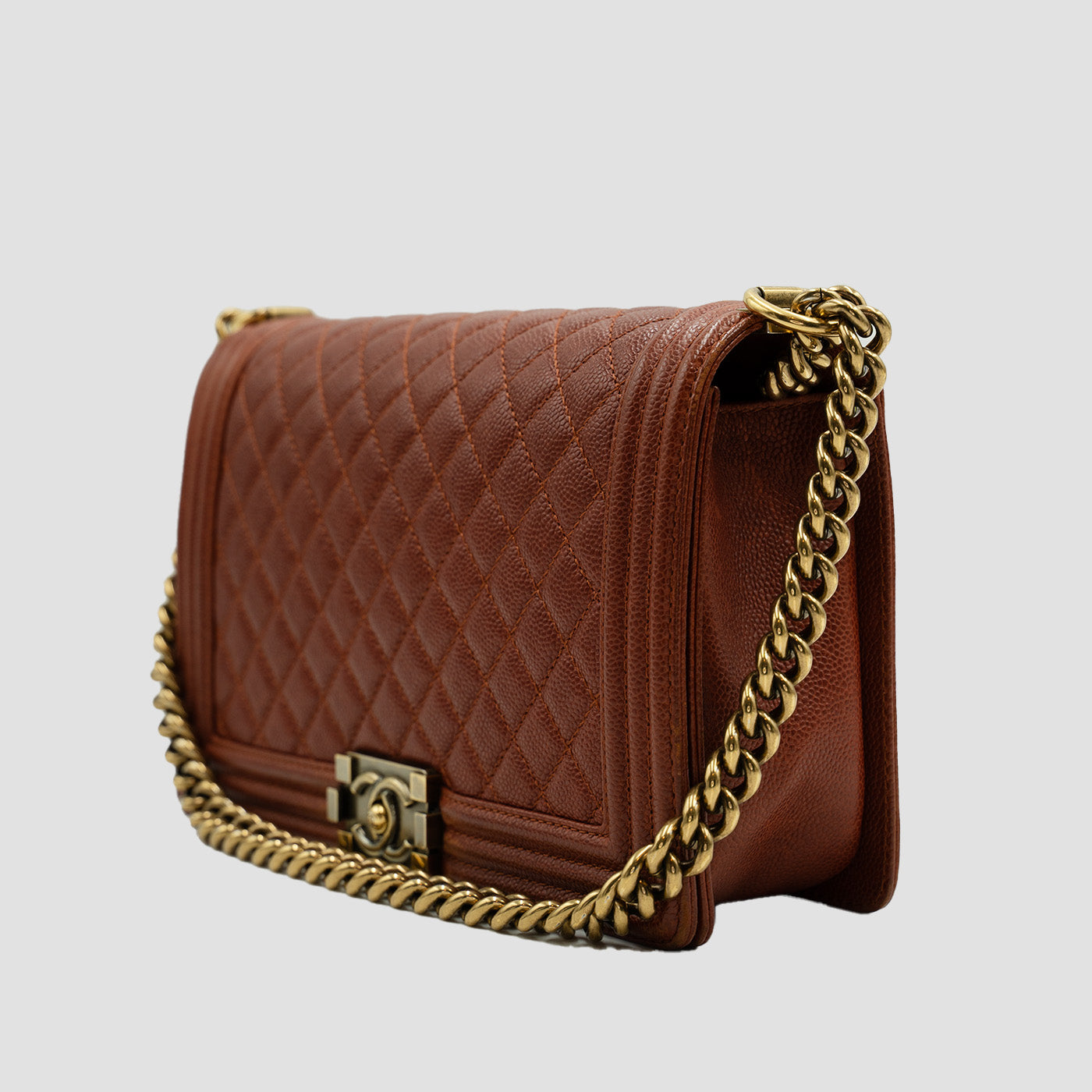 CHANEL Le Boy Medium Flap Bag Caviar Rose Golden