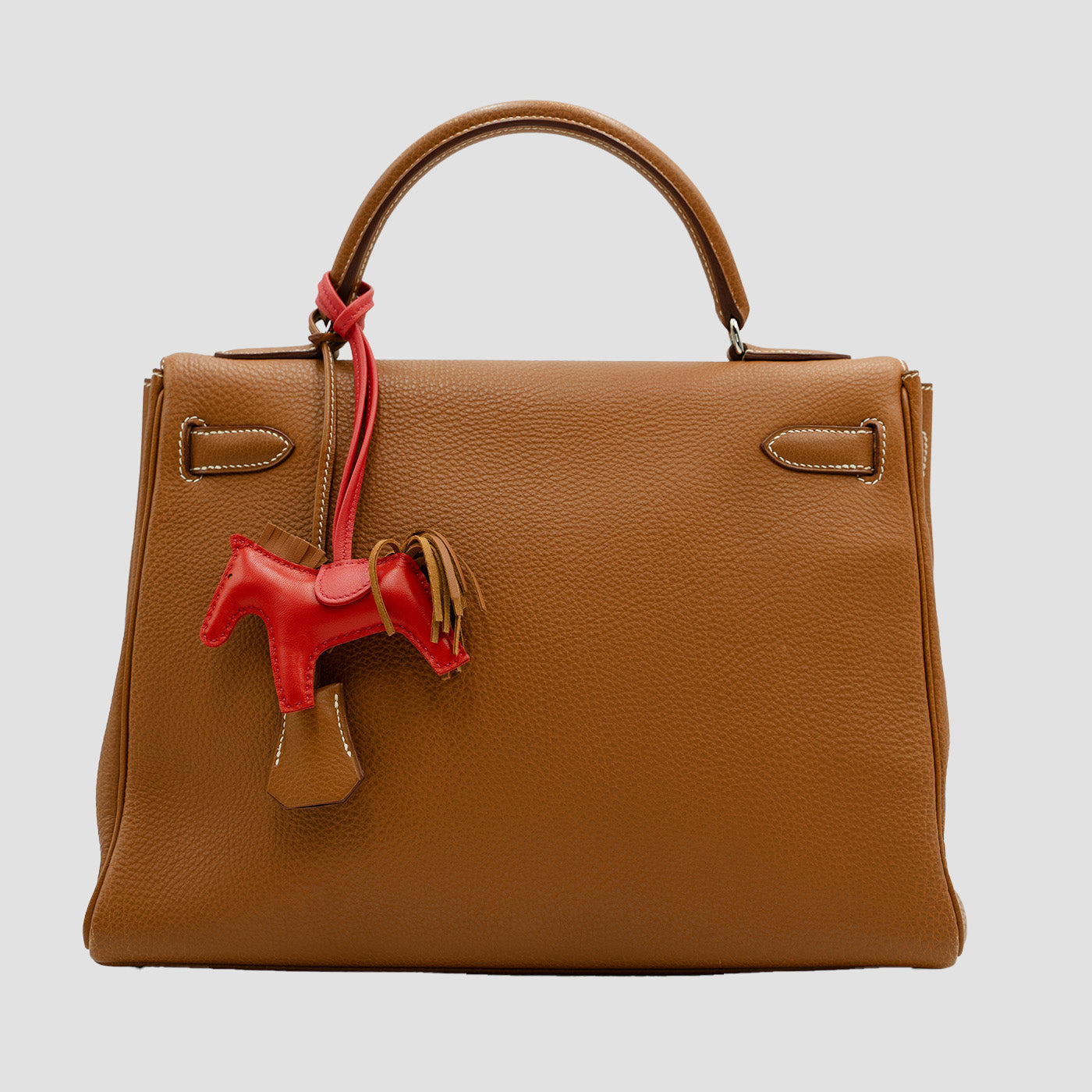 HERMES Clemence Leather Gold Kelly 28 Handbag