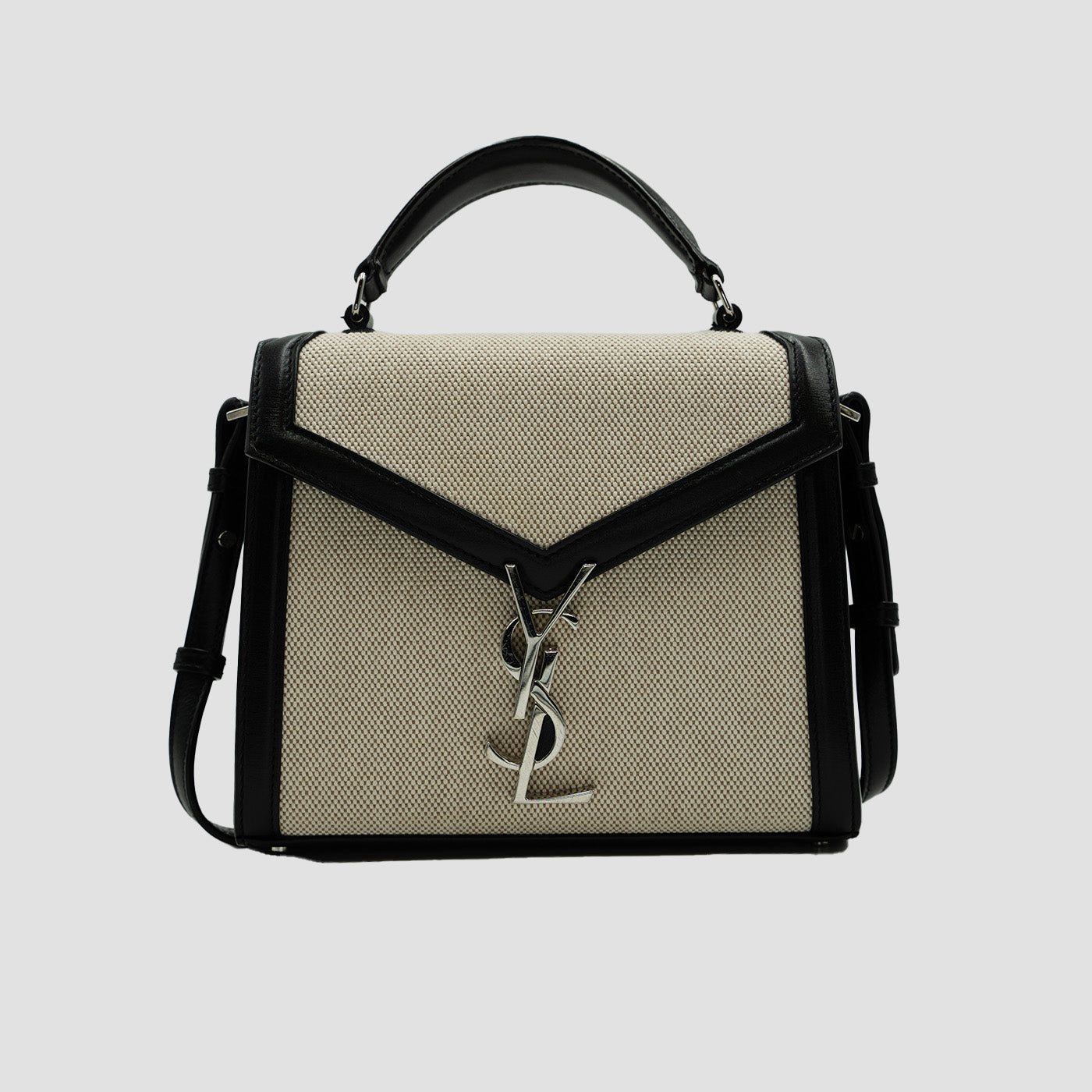 YSL Cassandra Small Shoulder/Satchel Bag: Refined Neutrals in Elegant Design"