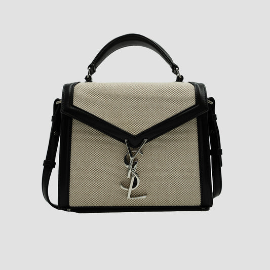 YSL Cassandra Small Shoulder/Satchel Bag: Refined Neutrals in Elegant Design"
