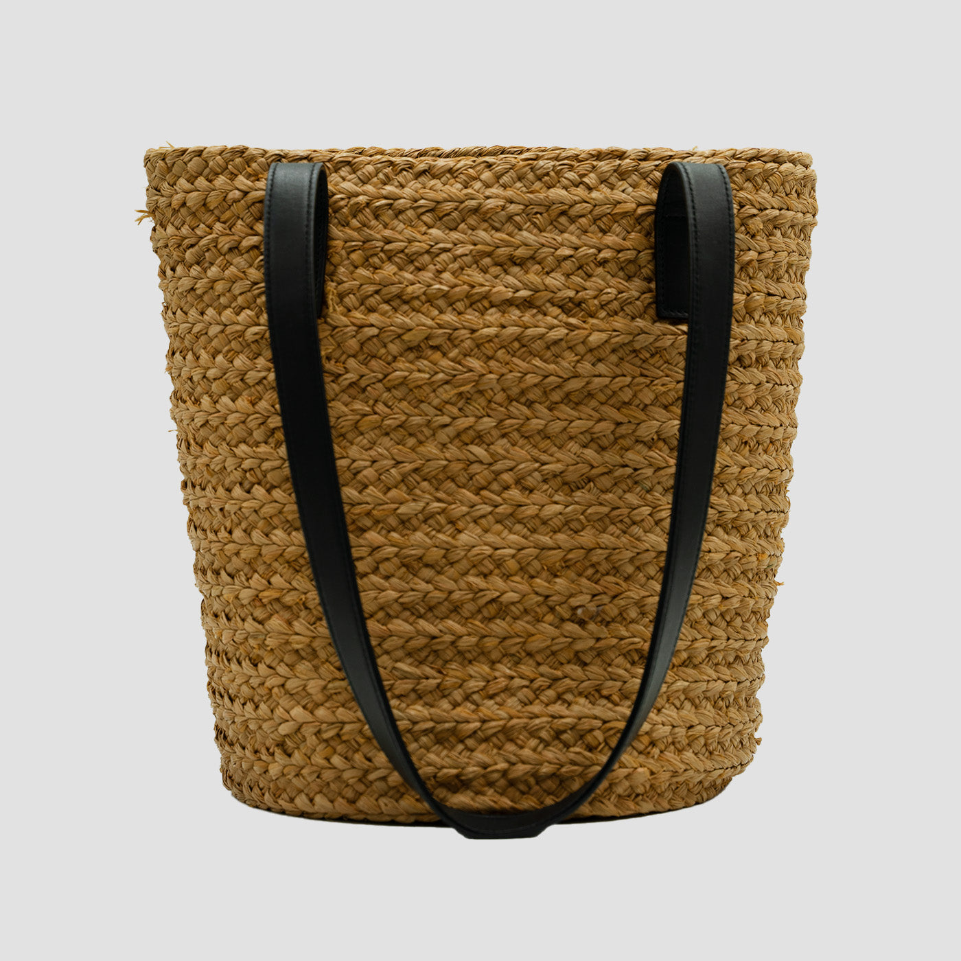 Yves Saint Laurent Plain Leather Logo Straw Bags