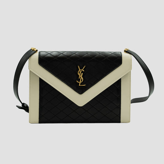 YSL Shoulder Gaby Black & White: Quilted Lambskin Monogram Vintage Shoulder Bag