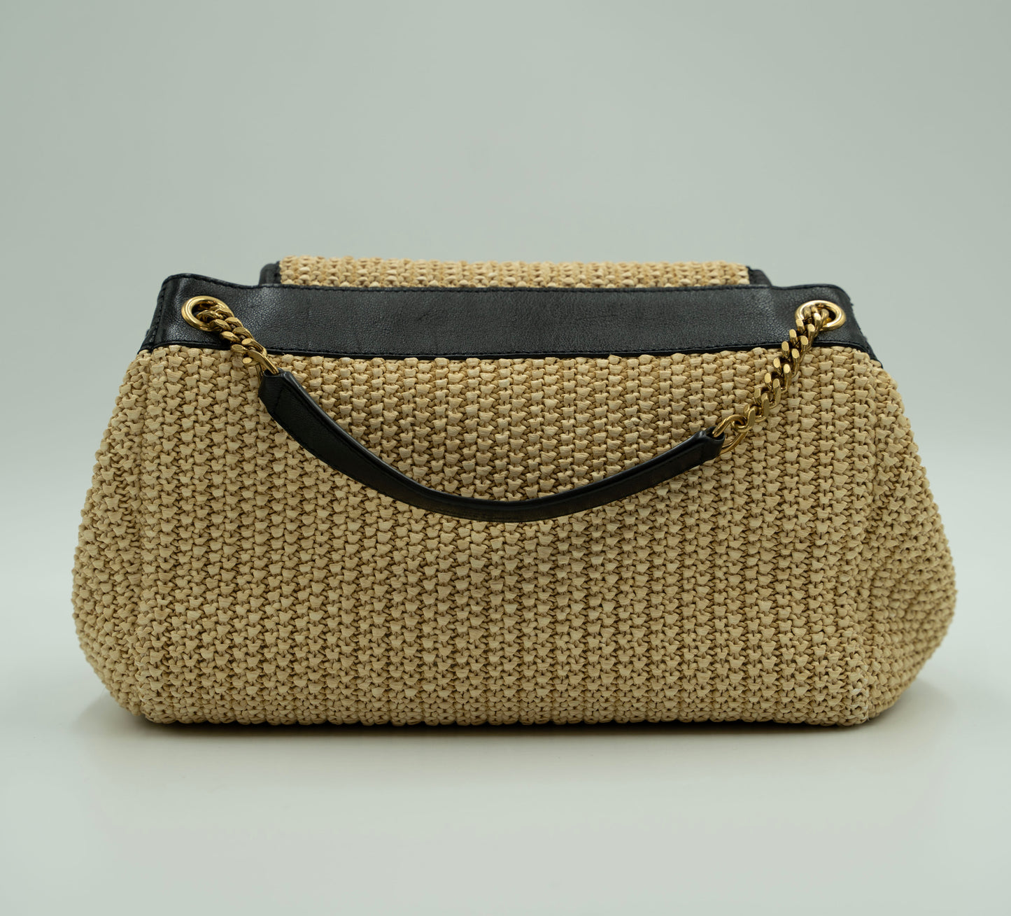 YSL Off White Mesh Sling - Raffia Calfskin Nolita Shoulder Bag