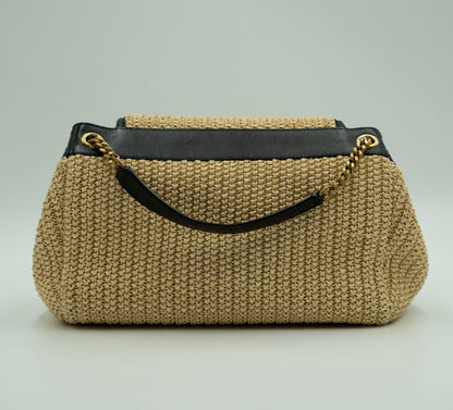 YSL Off White Mesh Sling - Raffia Calfskin Nolita Shoulder Bag