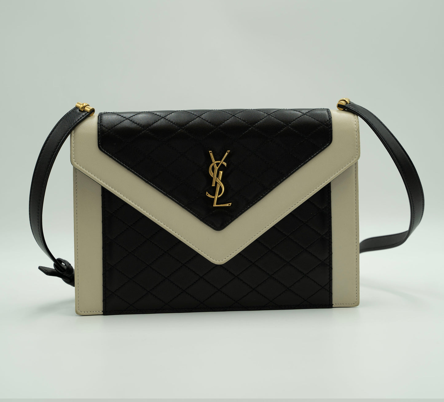 YSL Shoulder Gaby Black & White: Quilted Lambskin Monogram Vintage Shoulder Bag
