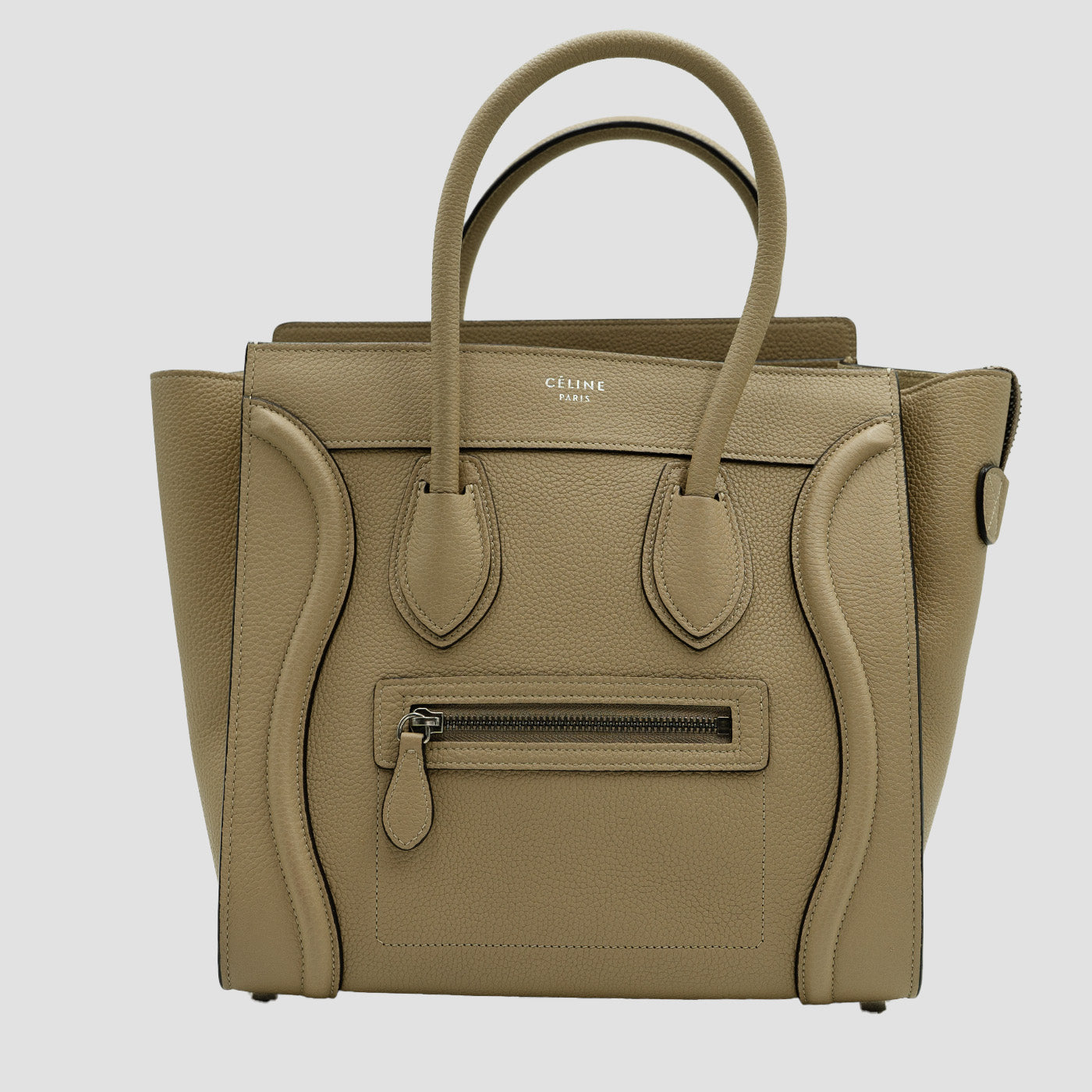 CELINE Shopper Hand Tote - Beige Leather Large Phantom Luggage & Micro Luggage Set