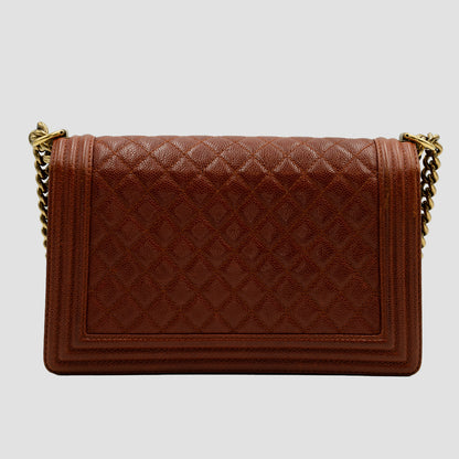 CHANEL Le Boy Medium Flap Bag Caviar Rose Golden