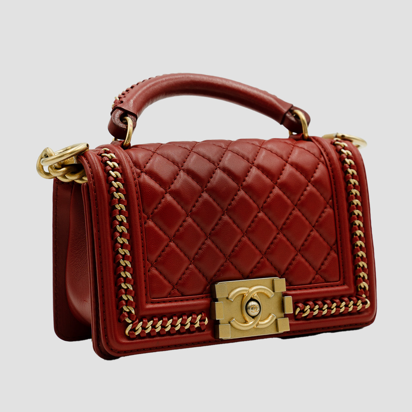 CHANEL Quilted Le Boy Cross Bag in Burgundy Calfskin