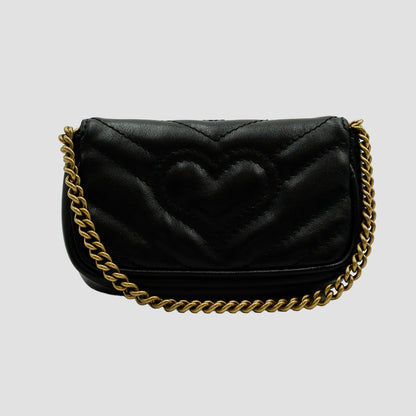 GUCCI Black Marmont Mini Leather Shoulder Bag by Gucci