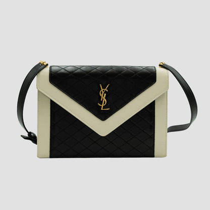 YSL Shoulder Gaby Black & White: Quilted Lambskin Monogram Vintage Shoulder Bag